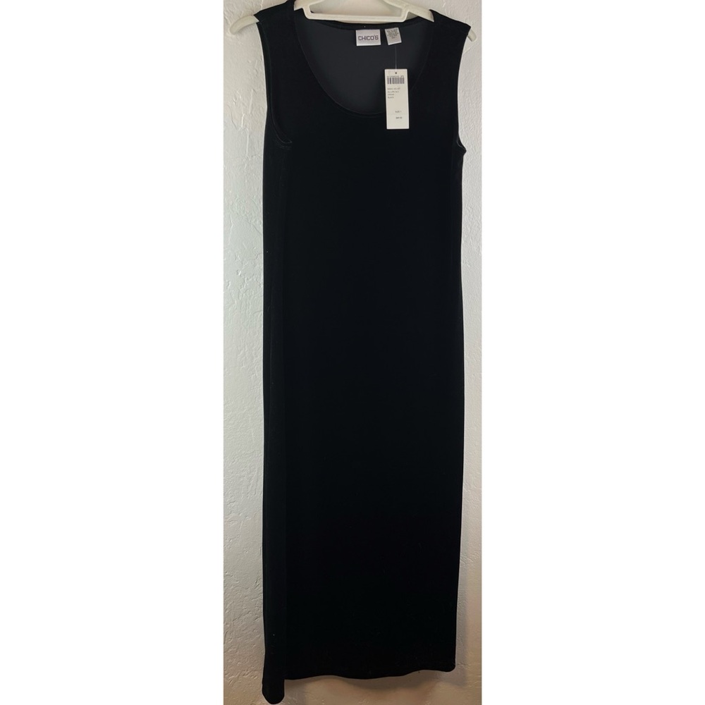 NWT Chicos Size 1 Basic Velvet Allure Dress Black